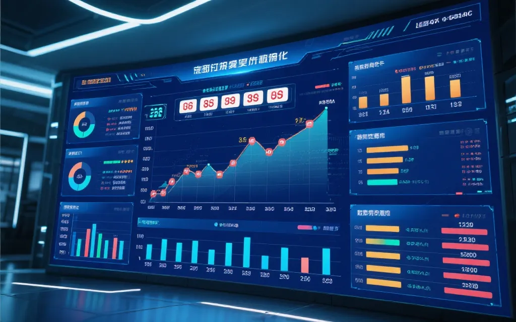 大屏幕展示走势图表与数据分析